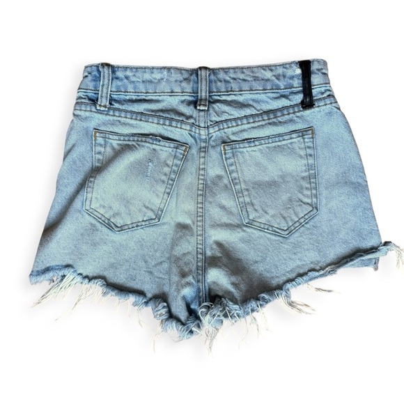 Alexander Wang Denim Jean Bite Short Shorts Distressed Size 24 Cotton Blue - Picture 2 of 9